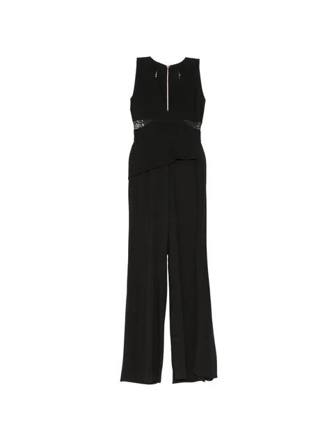 lace-insert peplum jumpsuit