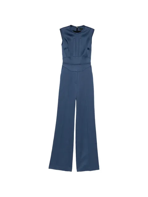 satin cummerbund-detail jumpsuit