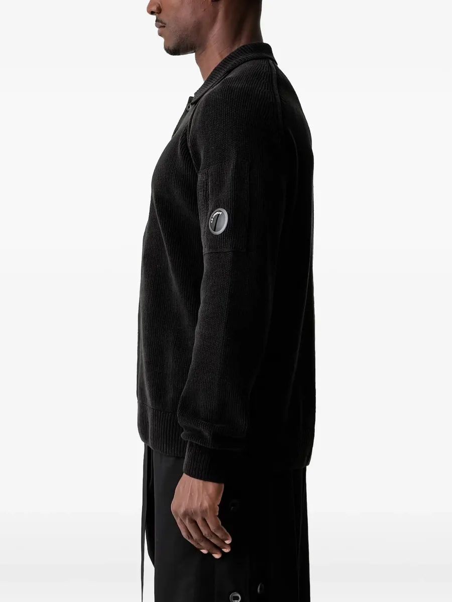 Lens-detail ribbed-knit polo shirt 3