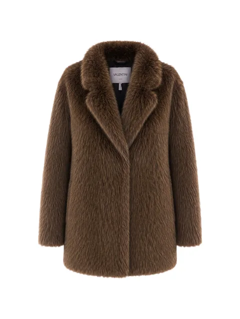 faux-fur notched-lapels coat