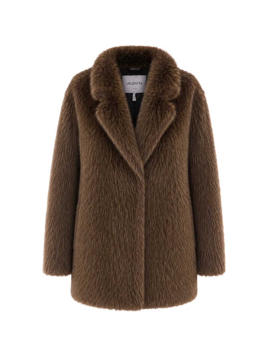 faux-fur notched-lapels coat 1