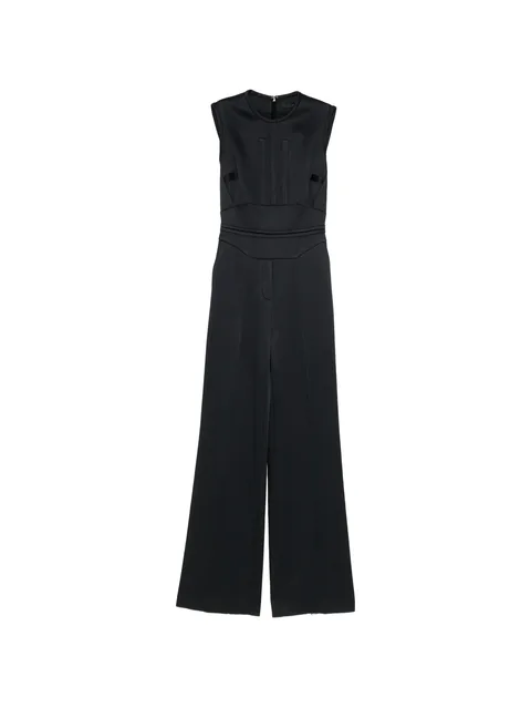 satin-finish sleeveless jumpsuit