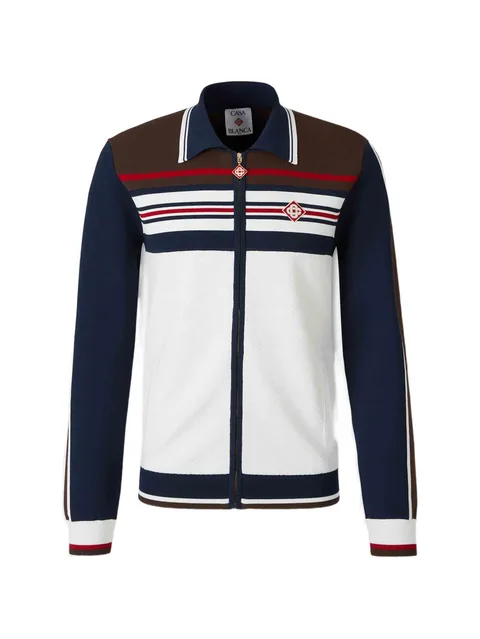 Café Culture monogram-knit track jacket