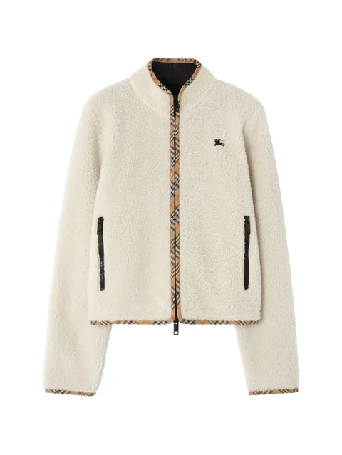 cropped wool-cashmere blend fleece jacket
