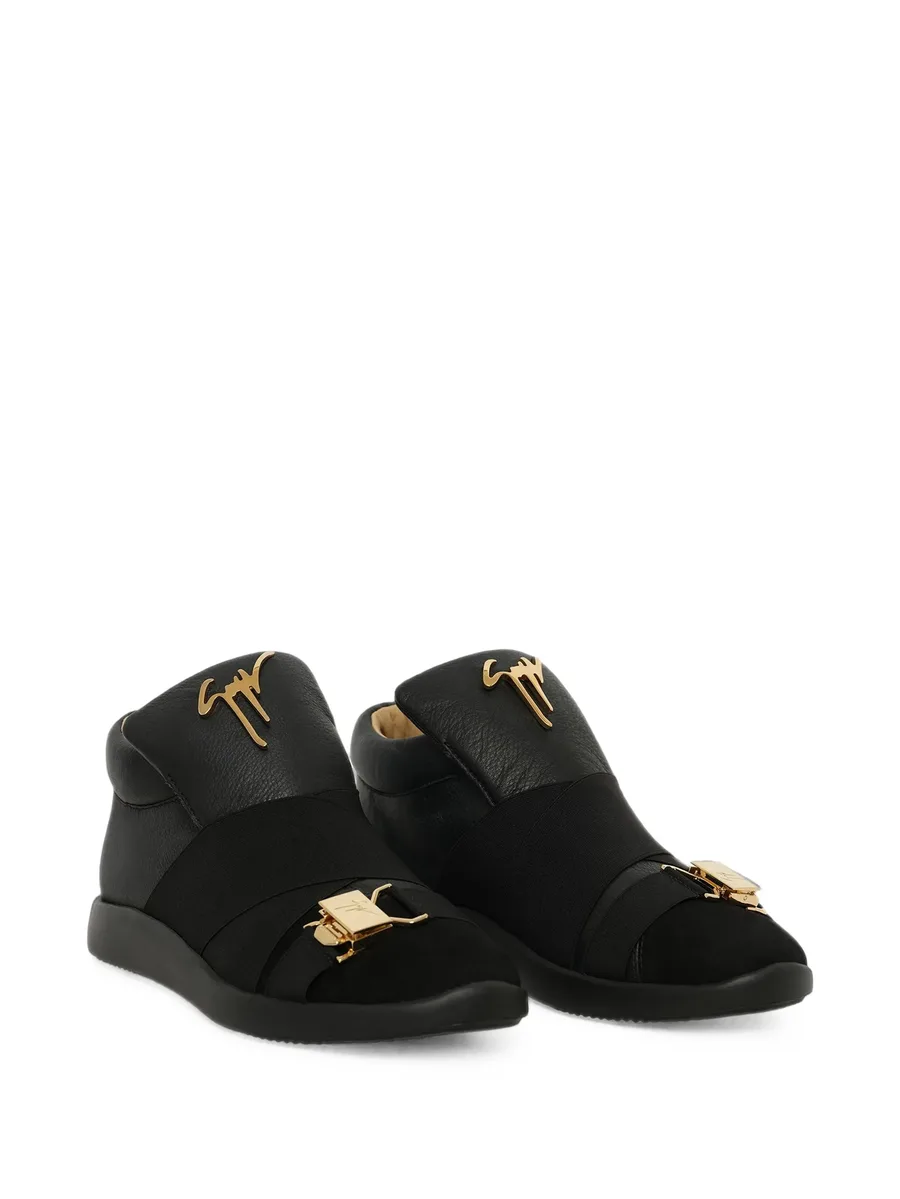 logo-plaque buckled sneakers 2