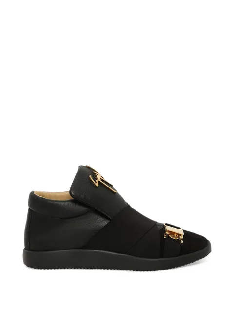 logo-plaque buckled sneakers