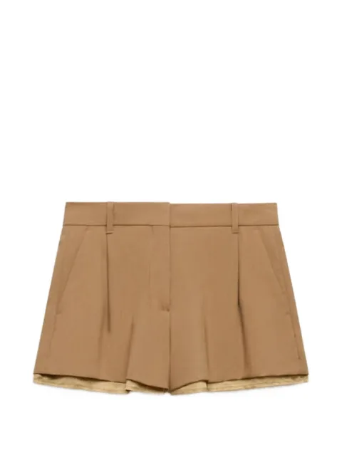 brown wool shorts with exposed lining