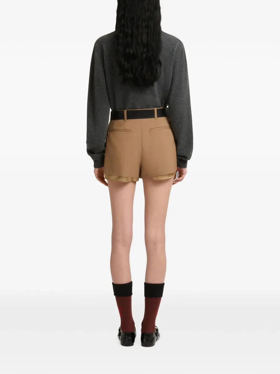 brown wool shorts with exposed lining 4