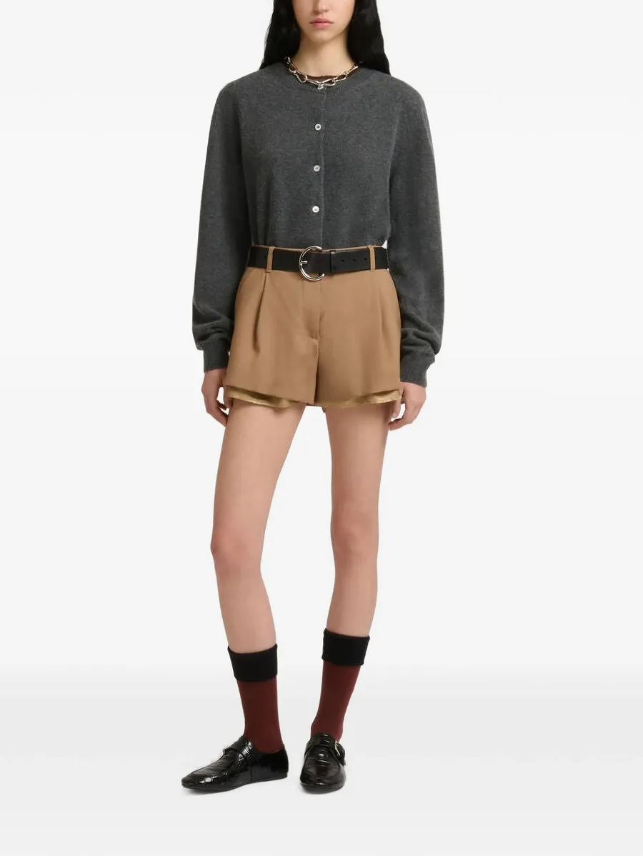 brown wool shorts with exposed lining 2