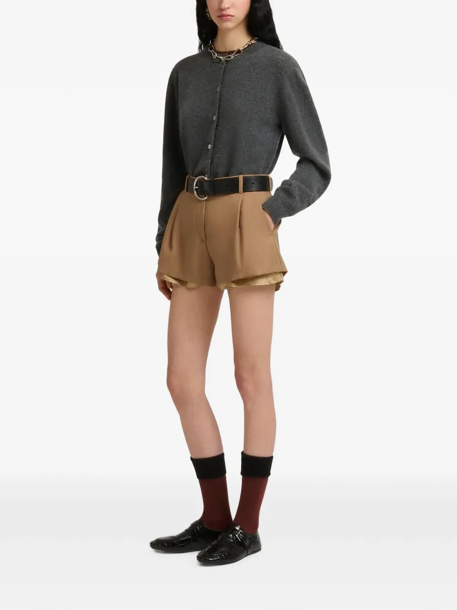 brown wool shorts with exposed lining 3