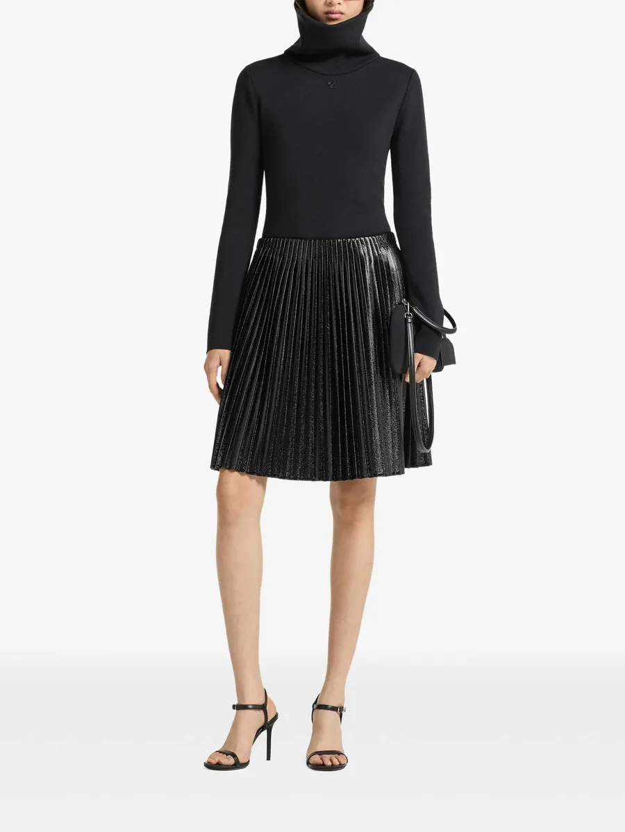pleated vinyl mini skirt 2