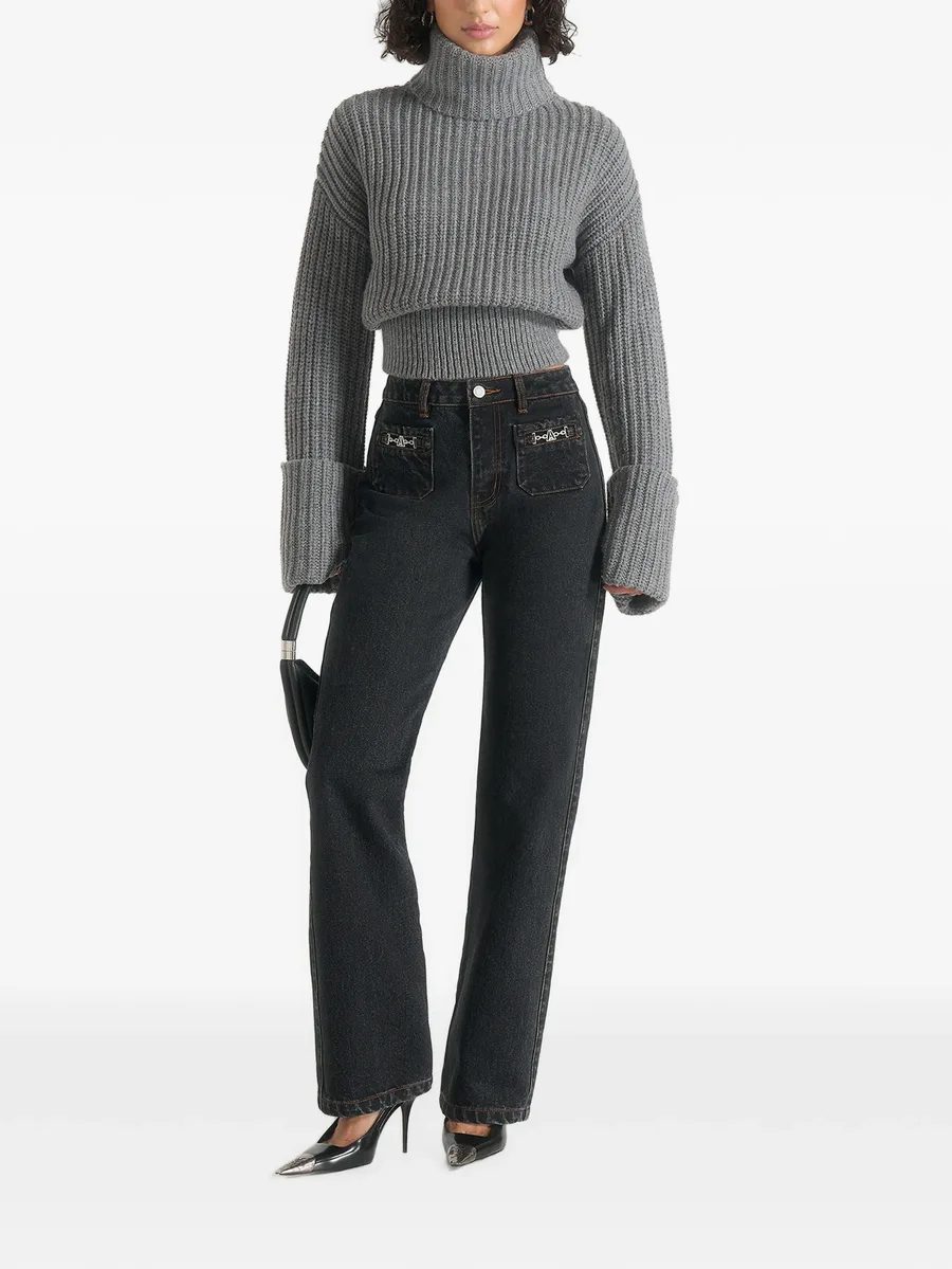 Amaya - roll neck knit jumper with cuffs - grey 2