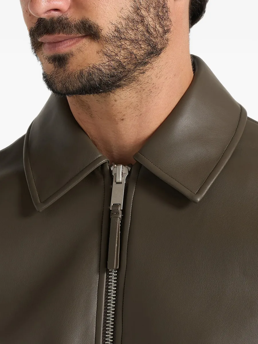 Yves in olive minimal leather jacket 4