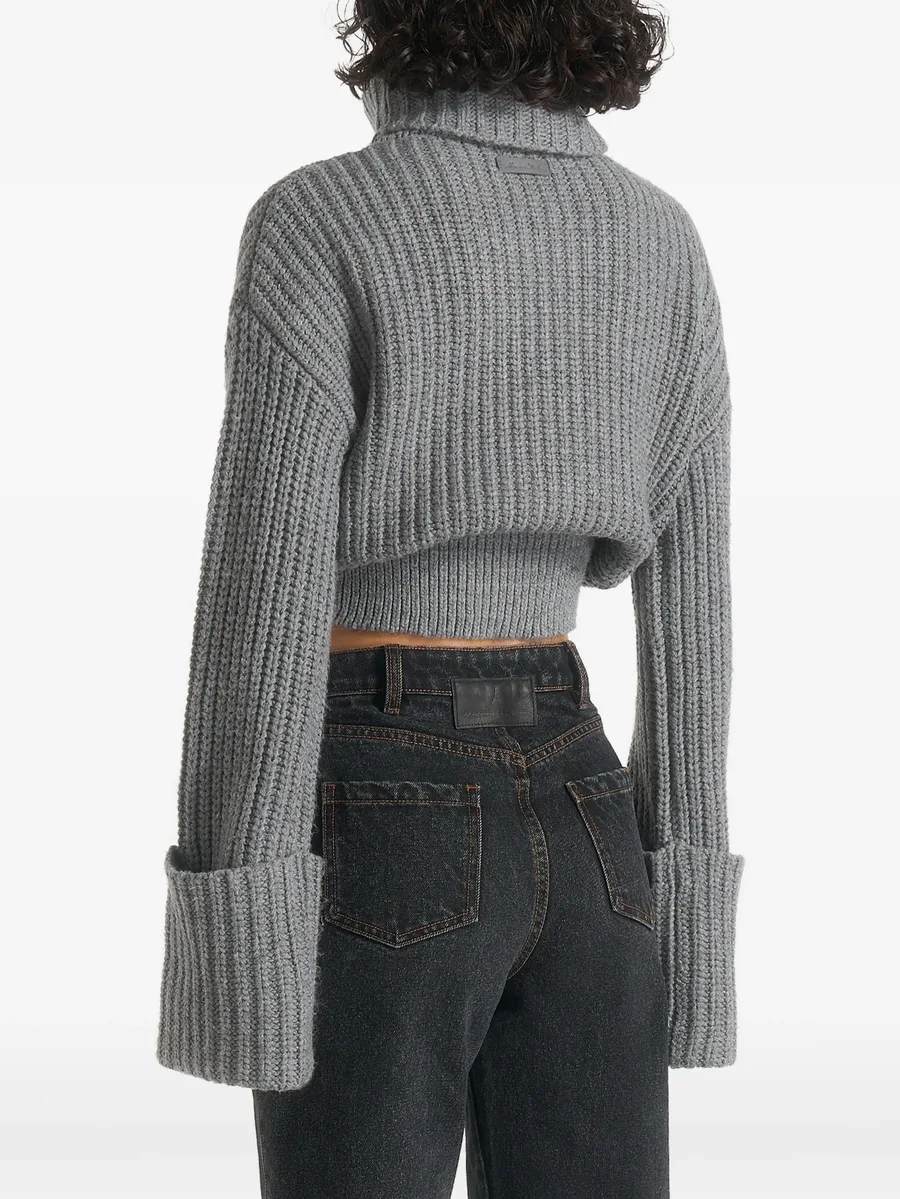 Amaya - roll neck knit jumper with cuffs - grey 4