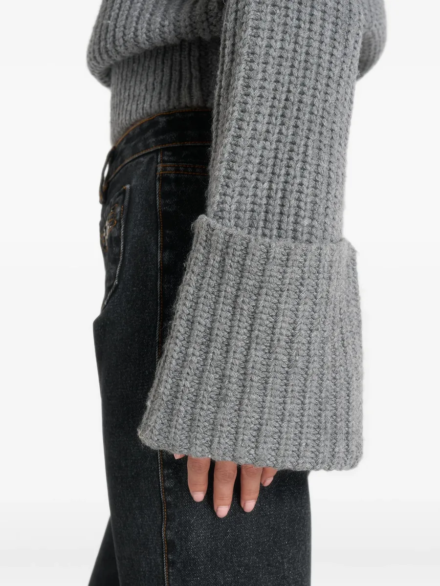 Amaya - roll neck knit jumper with cuffs - grey 5