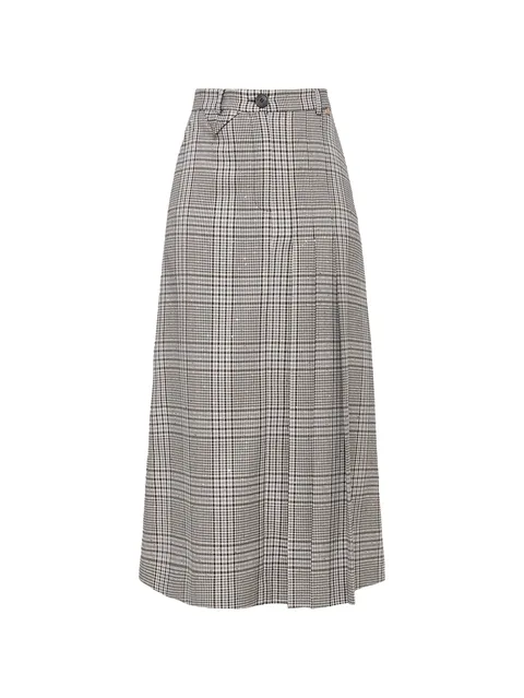 checked tailored midi skirt