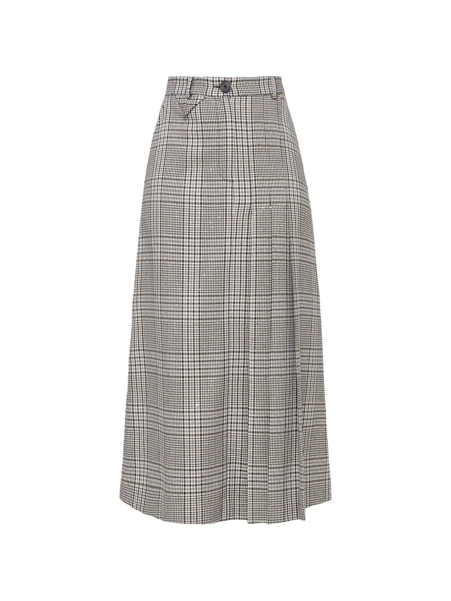 checked tailored midi skirt 1