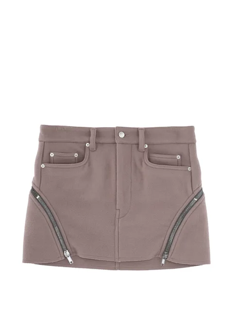zip-detail wool mini skirt
