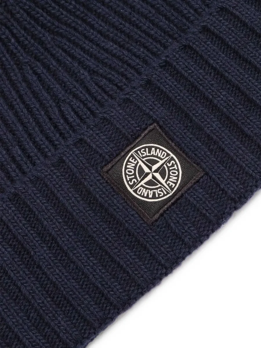logo-patch ribbed-knit beanie hat 3