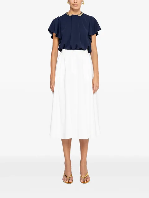 high-waisted cotton midi skirt
