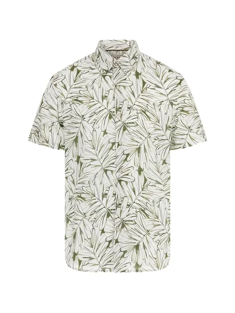 palm-leaf-print short-sleeve shirt