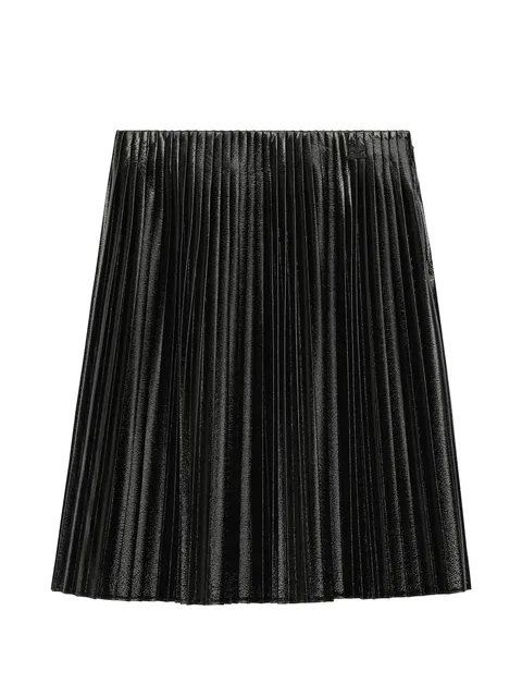 pleated vinyl mini skirt