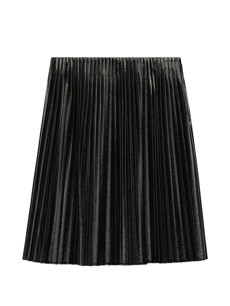 pleated vinyl mini skirt 1