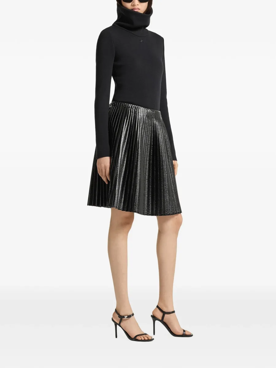 pleated vinyl mini skirt 3
