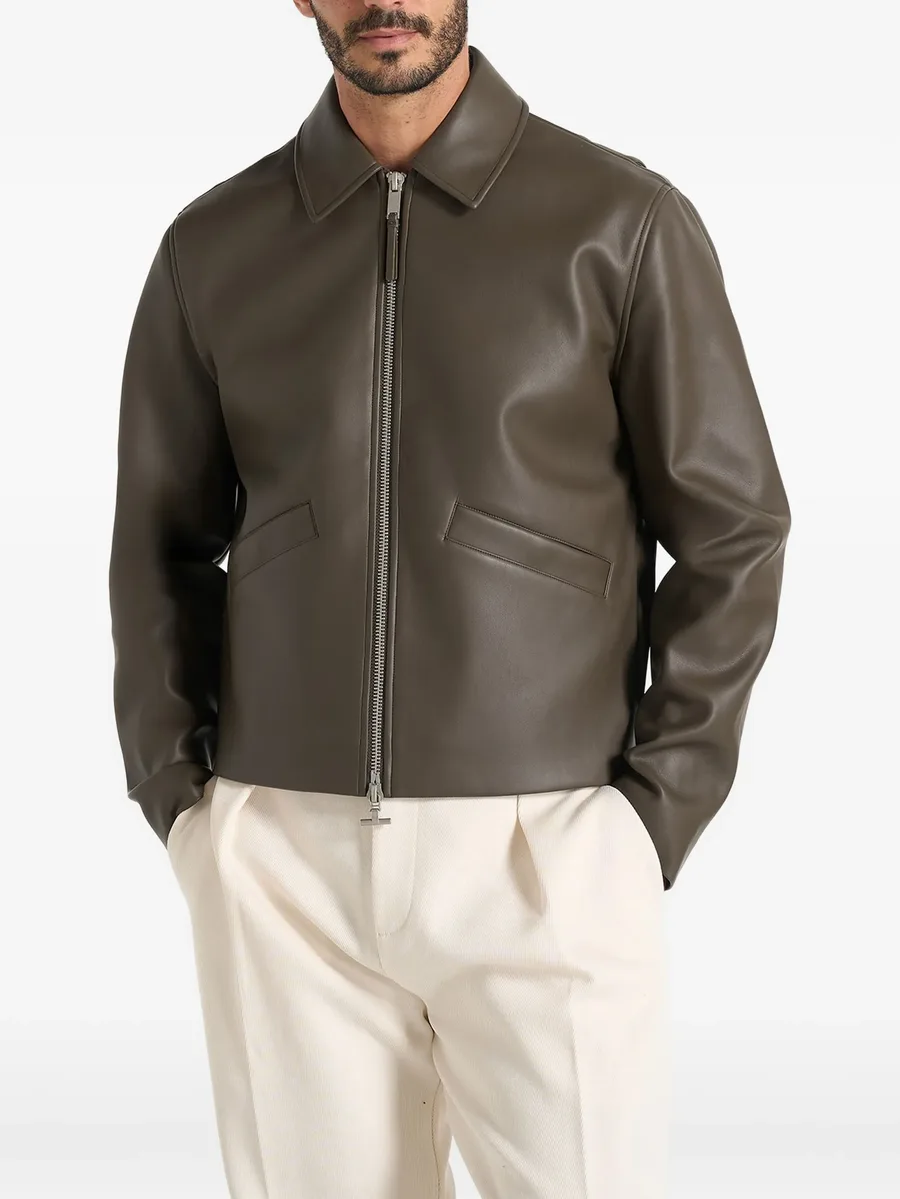 Yves in olive minimal leather jacket 1
