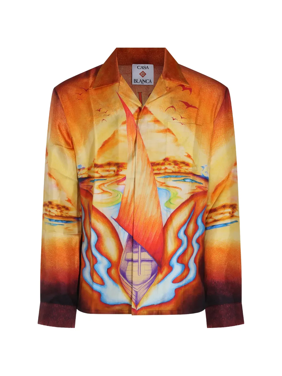 graphic-print silk shirt 1