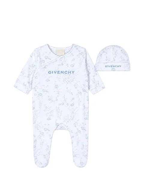 floral-print logo-print babygrow set