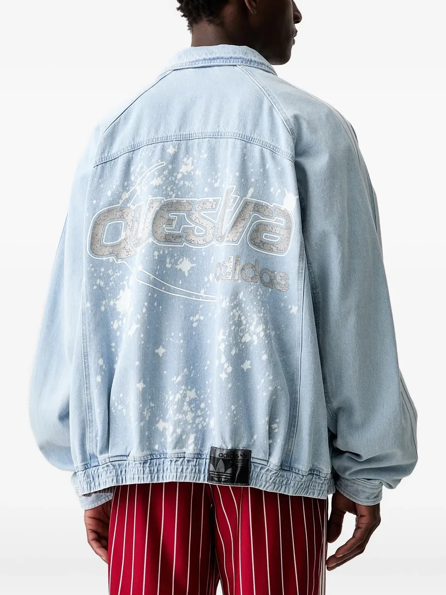 logo-print panelled denim jacket 3