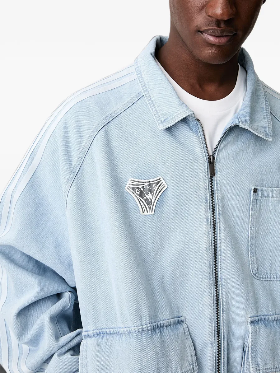 logo-print panelled denim jacket 4