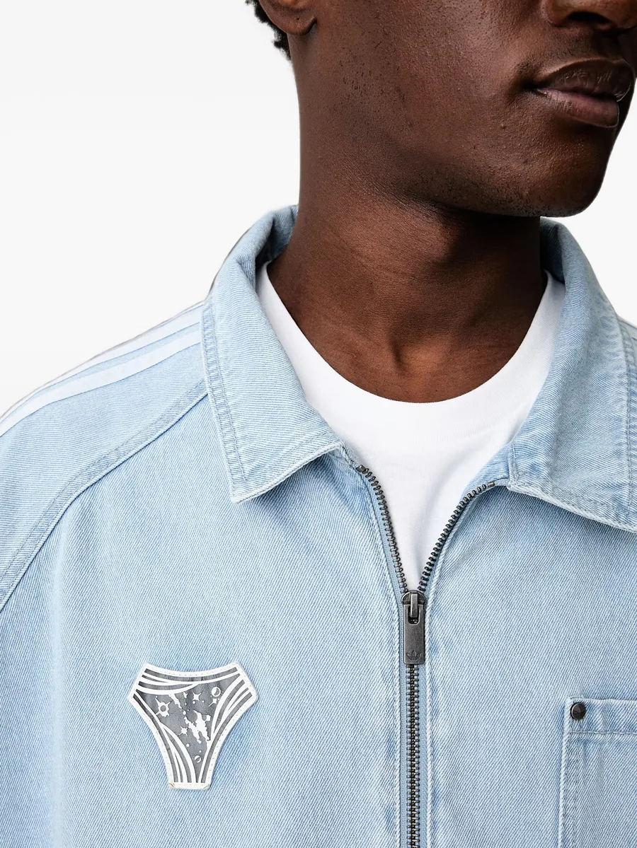 logo-print panelled denim jacket 5