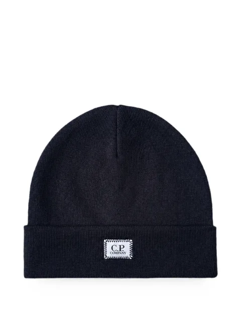 extrafine-merino wool logo-label beanie