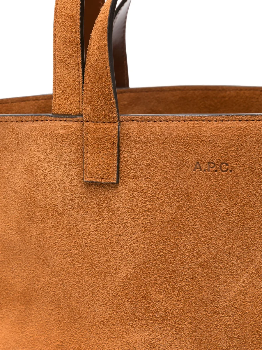 logo-embossed suede tote bag 4