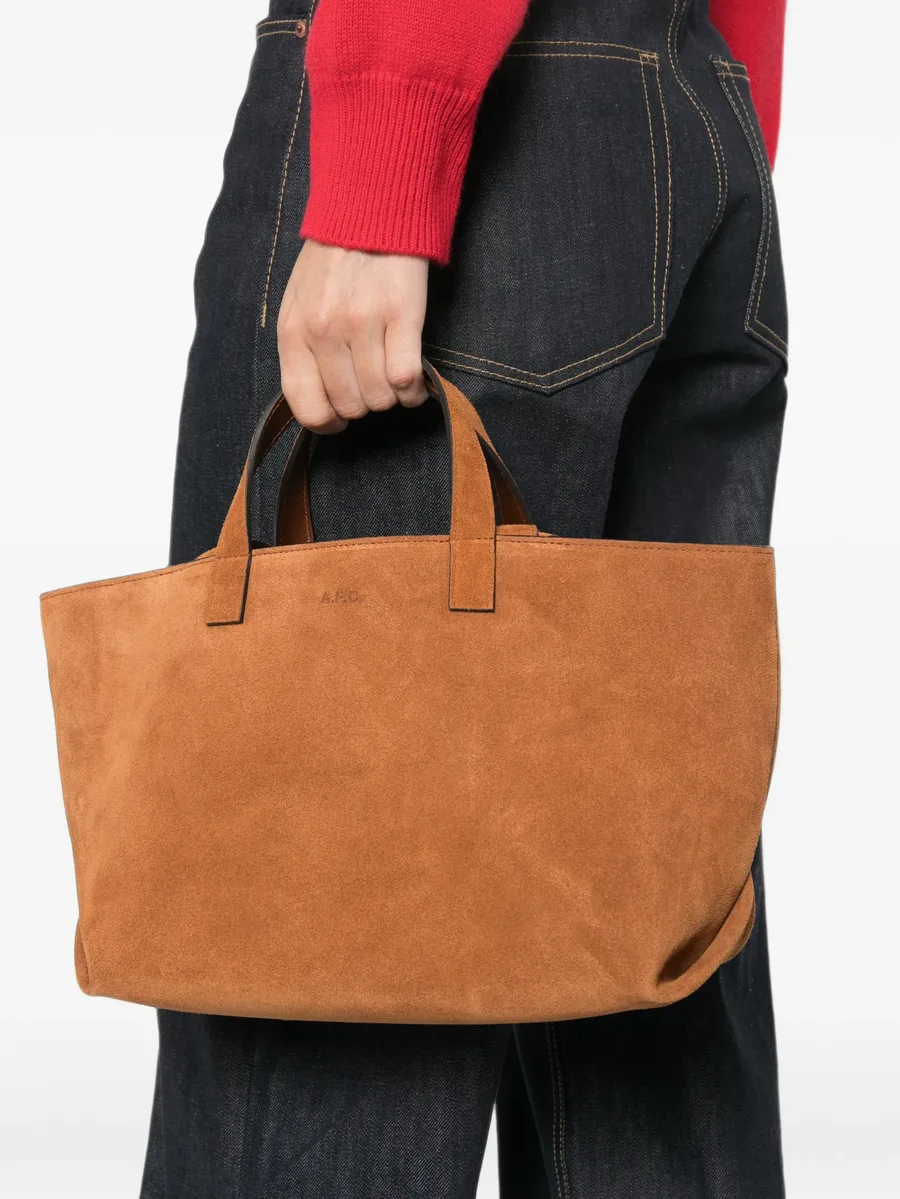 logo-embossed suede tote bag 2