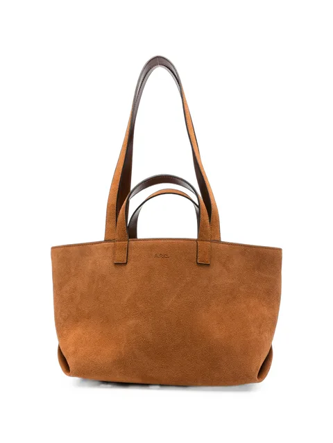 logo-embossed suede tote bag