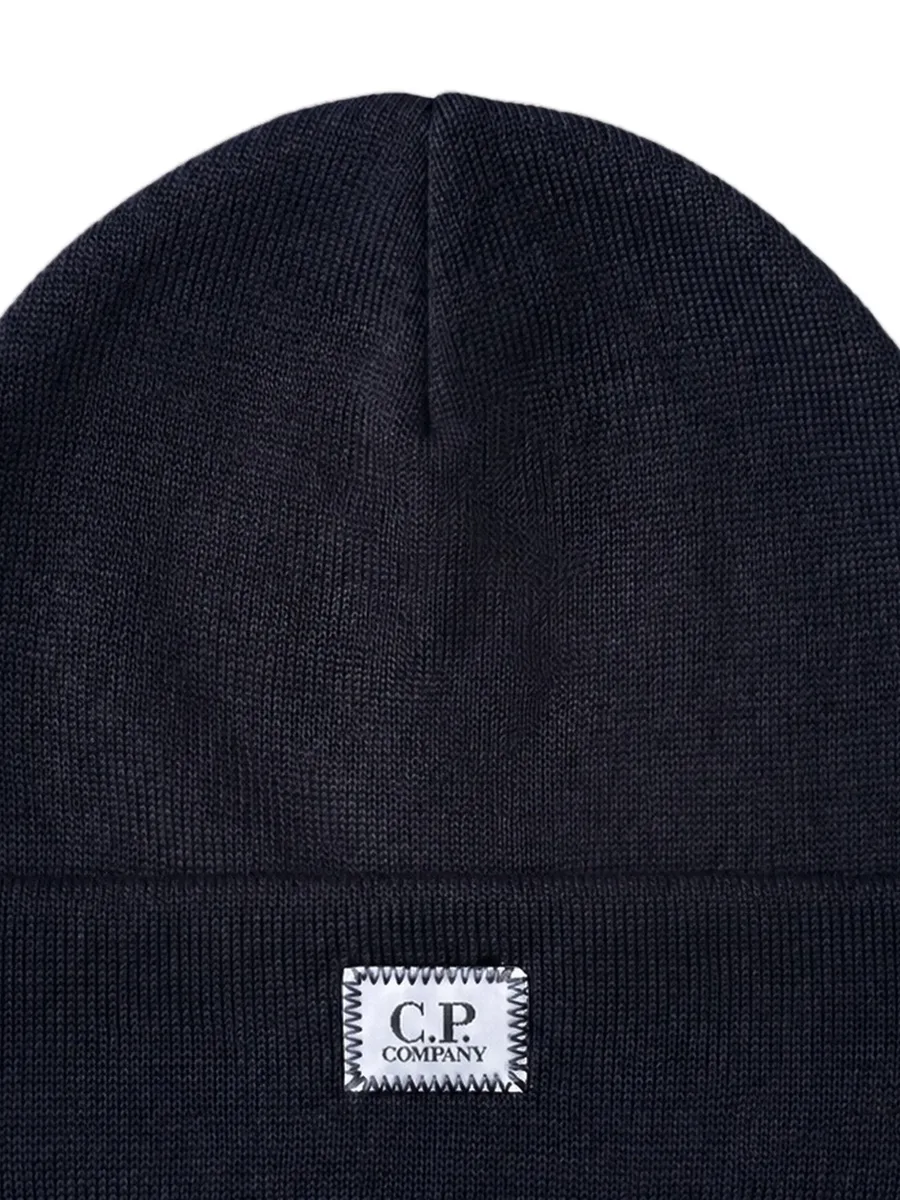 extrafine-merino wool logo-label beanie 2