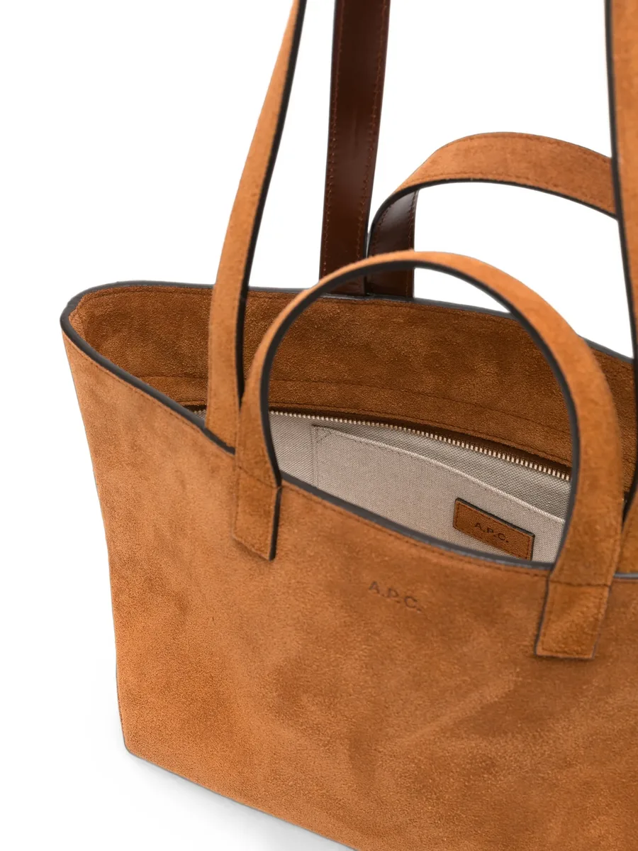 logo-embossed suede tote bag 5