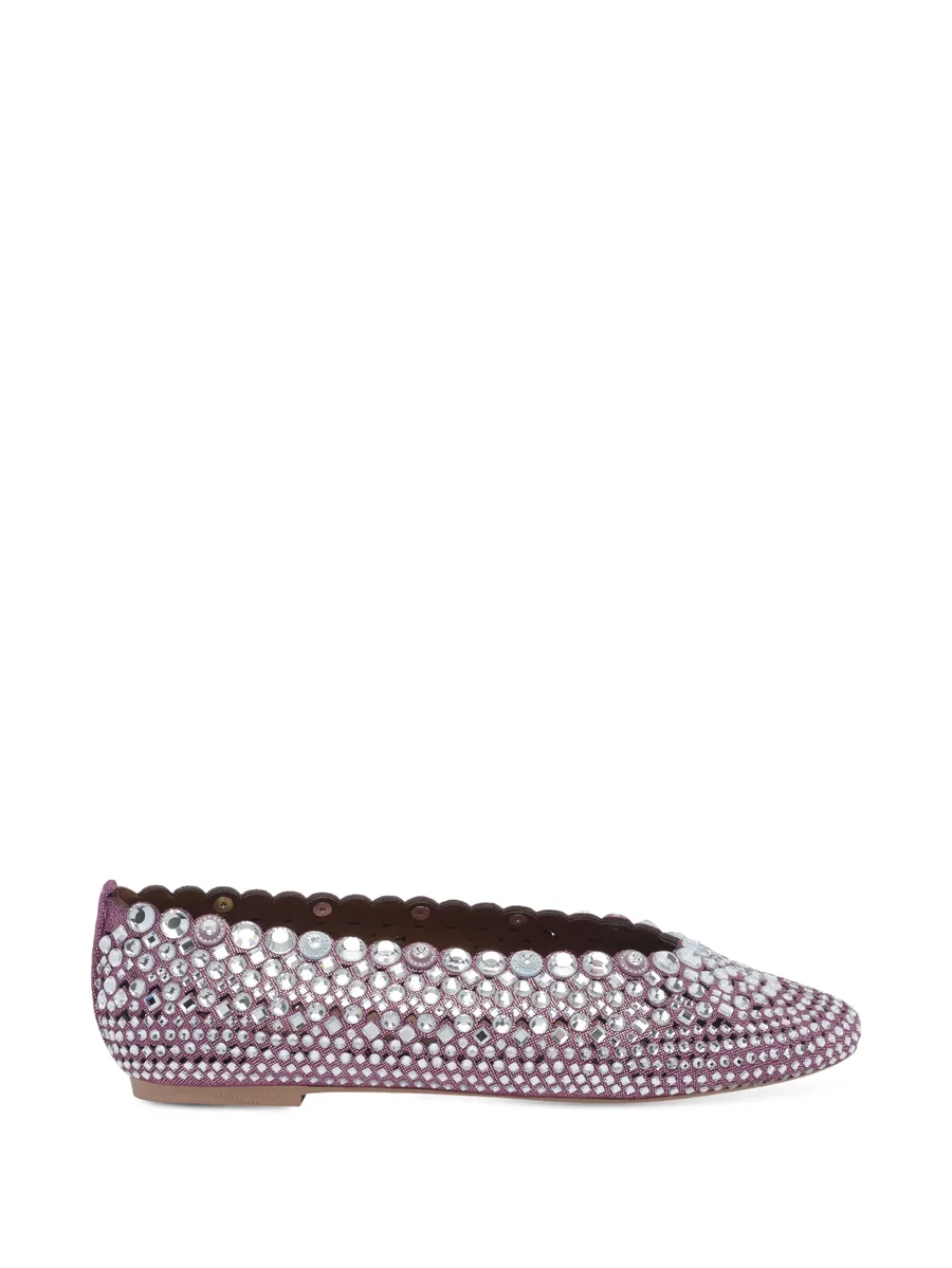 crystal-embellished scalloped ballet flats 1