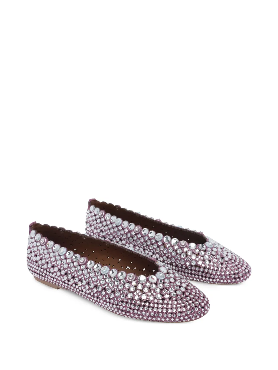 crystal-embellished scalloped ballet flats 2