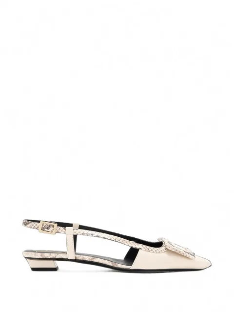 snakeskin-effect buckle-detail ballet flats