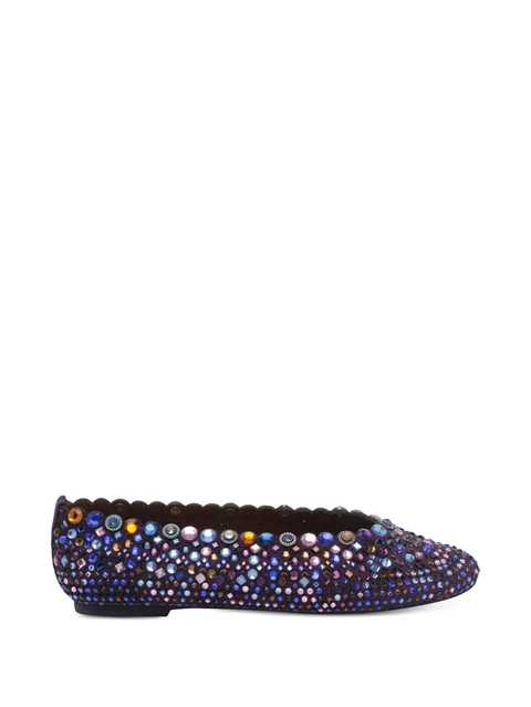 crystal-embellished scalloped ballet flats
