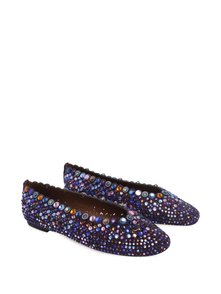 crystal-embellished scalloped ballet flats 2