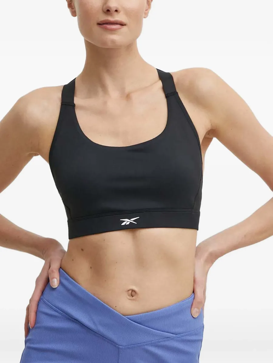 Lux logo-print racerback bra 1