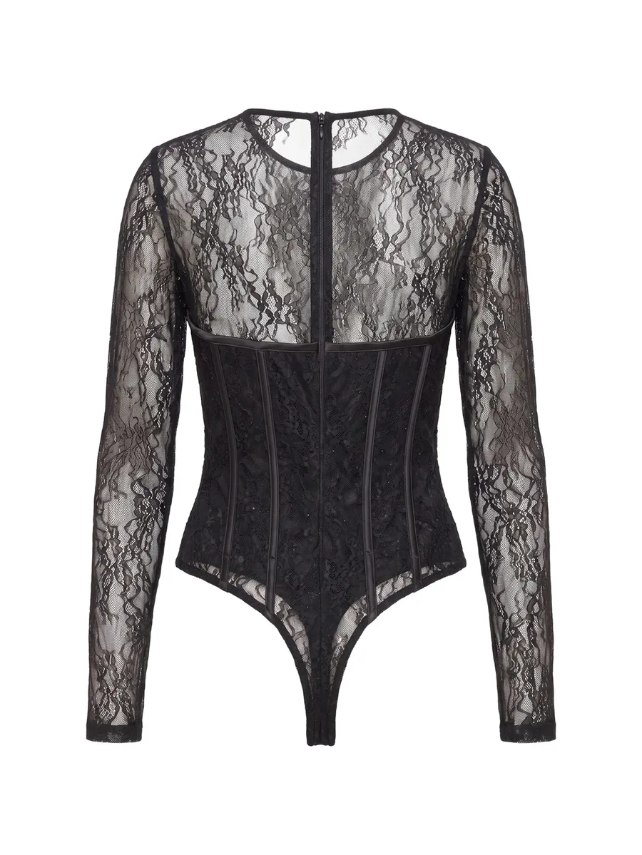 lace-panelled corset-style bodysuit 2