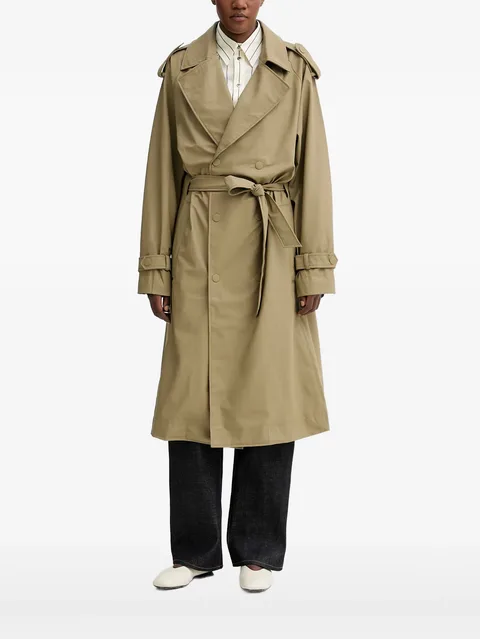 double-breasted belted trench coat