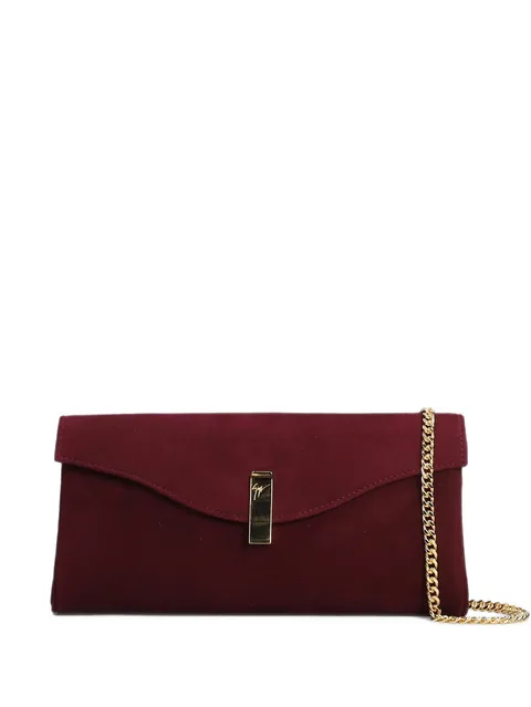 logo-plaque chain-link clutch bag