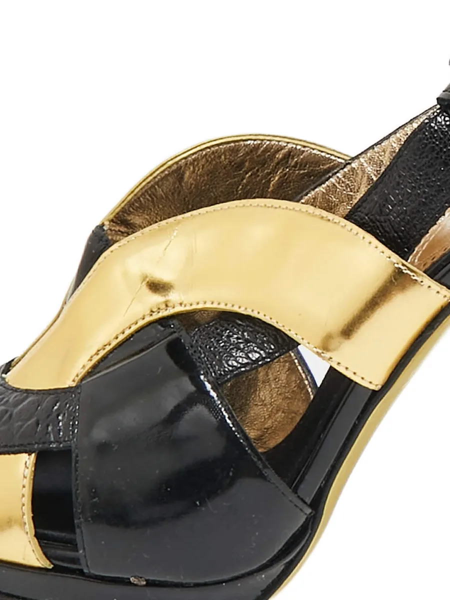 Pre-Owned 130mm crocodile-embossed leather sandals 4
